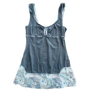 FREE PEOPLE Longline Grey Cotton Tank Top (S)